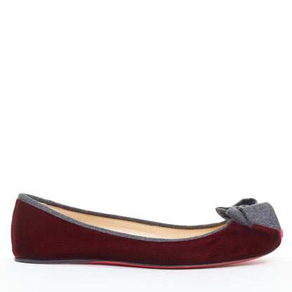 Women's Christian Louboutin Minnie Flat velvet flannel ruched flats