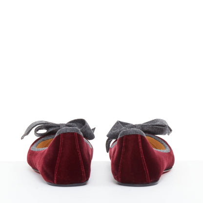 Women's Christian Louboutin Minnie Flat velvet flannel ruched flats