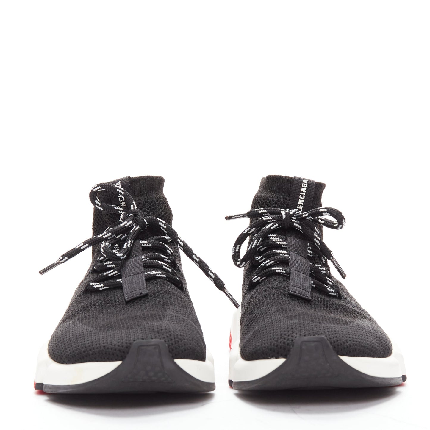 Men's Balenciaga Speed white red logo laced sock sneakers