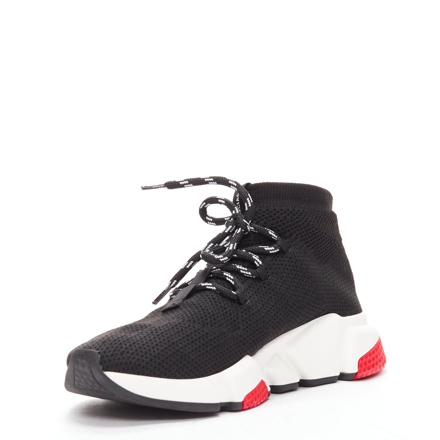 Men's Balenciaga Speed white red logo laced sock sneakers