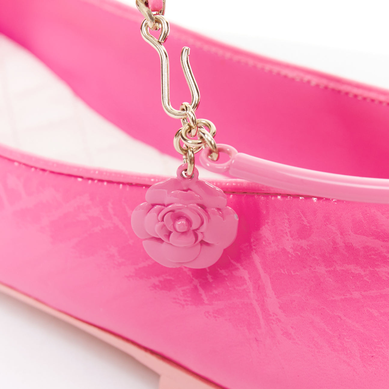 Women's Chanel crinkled leather ankle chain CC charm flats