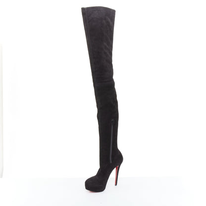 Women's Christian Louboutin suede over knee platform boots