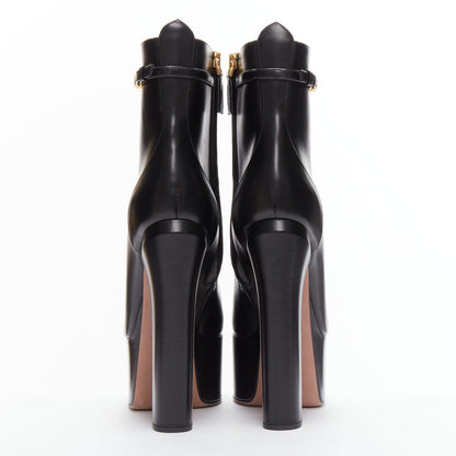 Women's Valentino Tango leather gold buckle platform boots