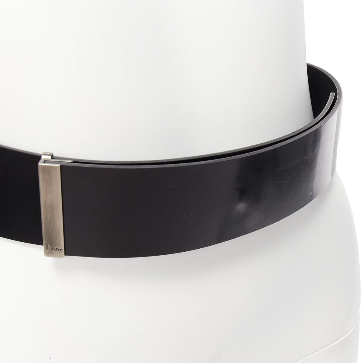 Dior minimal logo metal bar smooth calfskin wide belt
