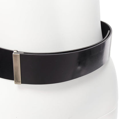 Dior minimal logo metal bar smooth calfskin wide belt