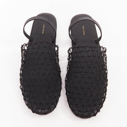 Women's The Row Macrame Net fabric mesh slingback flat shoes