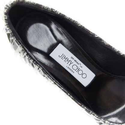 Women's Off-White Jimmy Choo black satin transparent ruche pumps