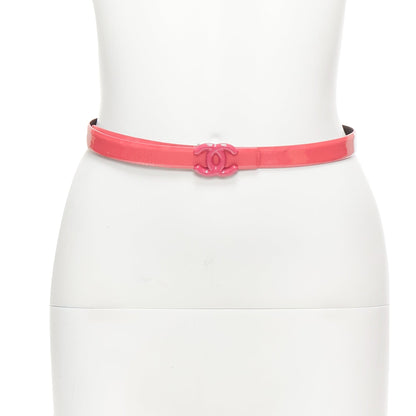 Chanel patent leather CC logo buckle skinny belt