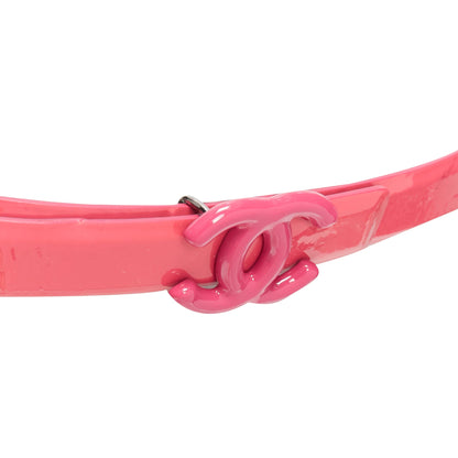 Chanel patent leather CC logo buckle skinny belt