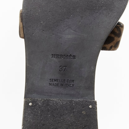 Women's Hermes Oran H logo signature leopard print leather sandals