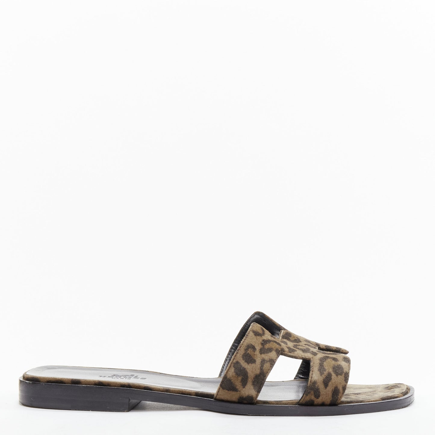 Women's Hermes Oran H logo signature leopard print leather sandals