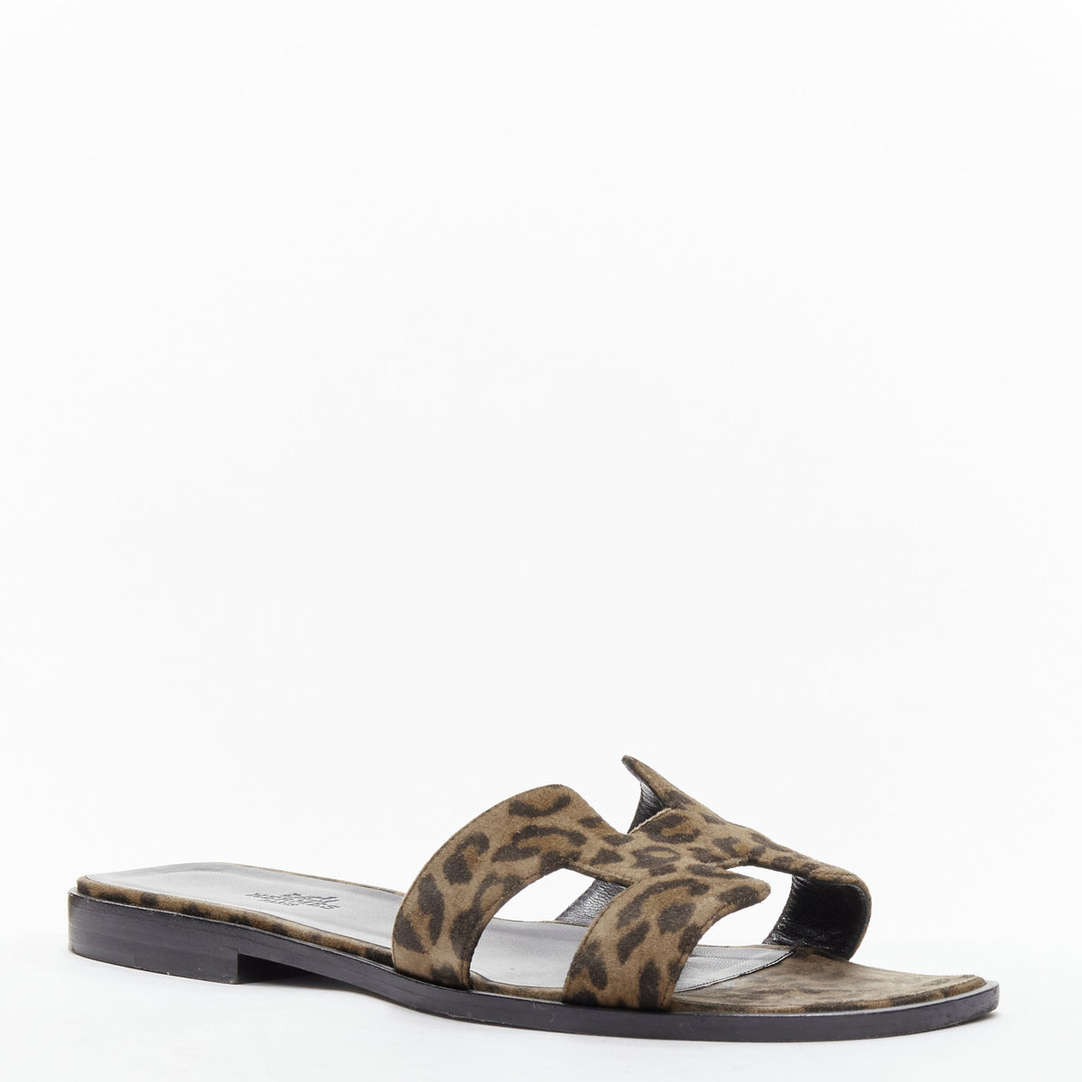 Women's Hermes Oran H logo signature leopard print leather sandals