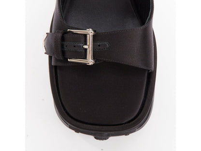 Women's Versace Black satin silk silver Medusa sandals