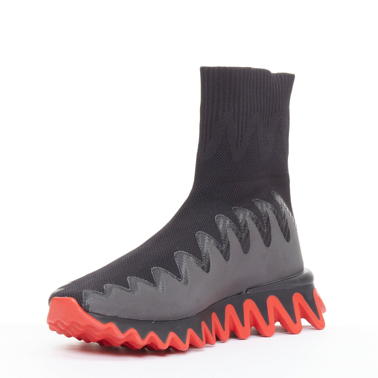 Men's Christian Louboutin black knit rubber sneakers