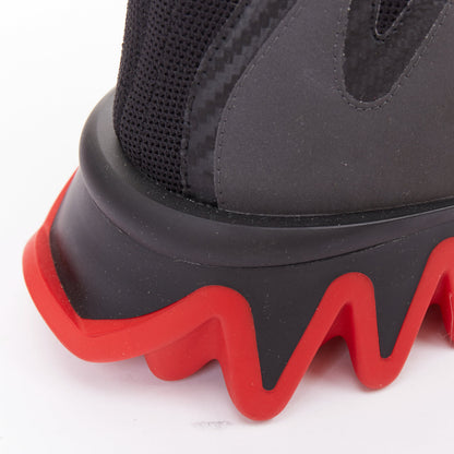 Men's Christian Louboutin black knit rubber sneakers