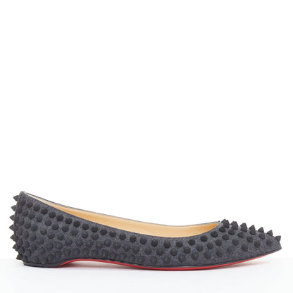 Women's Christian Louboutin Pigalle Spikes Flat flannel studded shoes