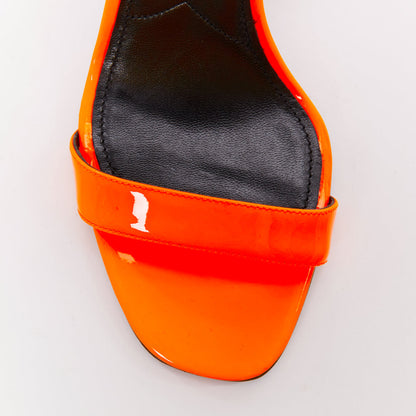 Women's Prada Flame bright orange patent Fire mid heel sandals