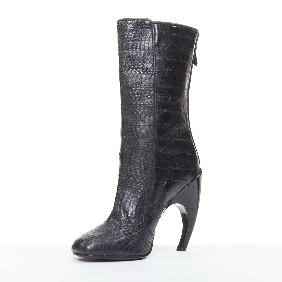 Women's Givenchy curved horn heel black ankle boots