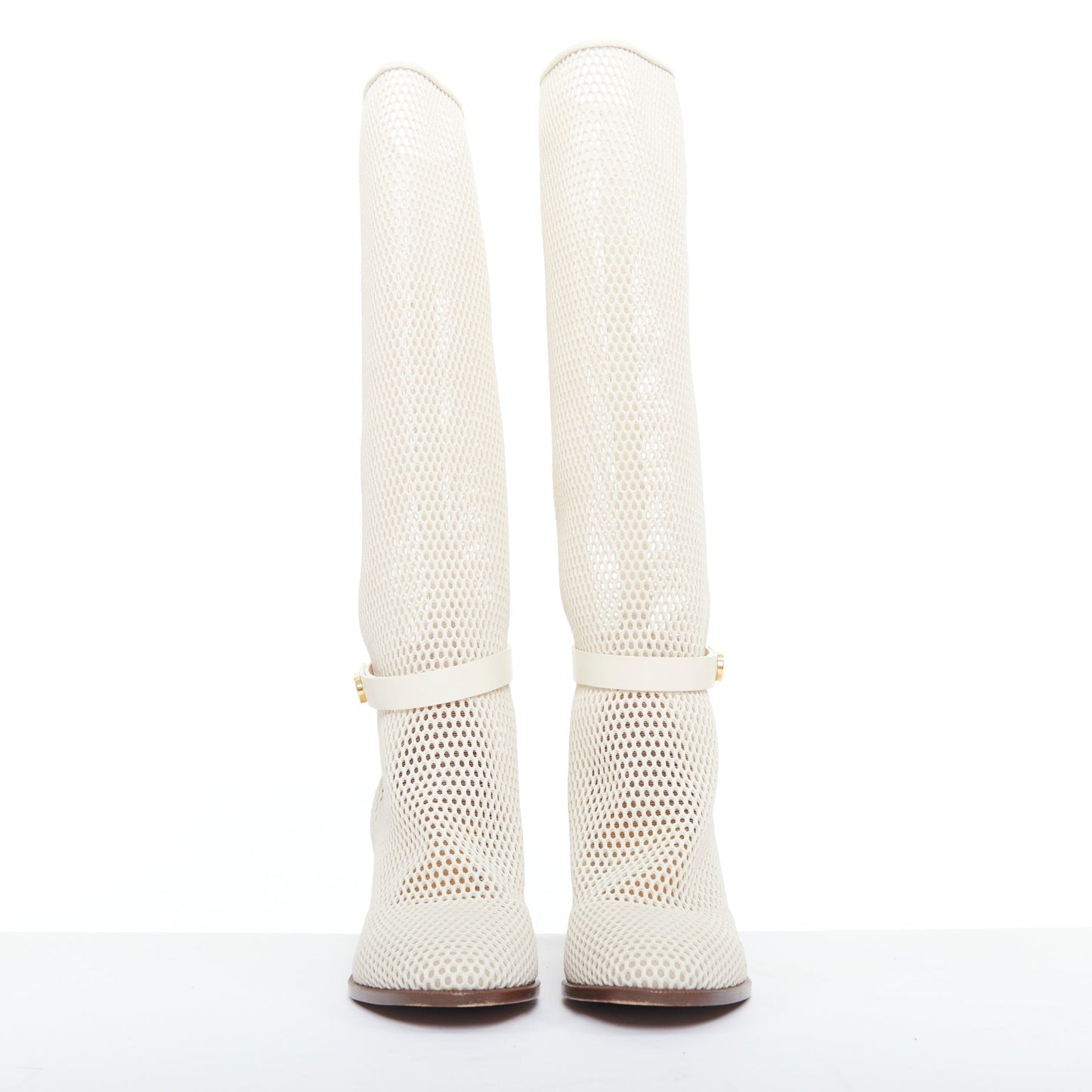 Women's Christian Dior Empreinte Montaigne mesh leather heeled boots