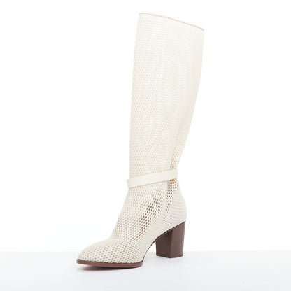 Women's Christian Dior Empreinte Montaigne mesh leather heeled boots