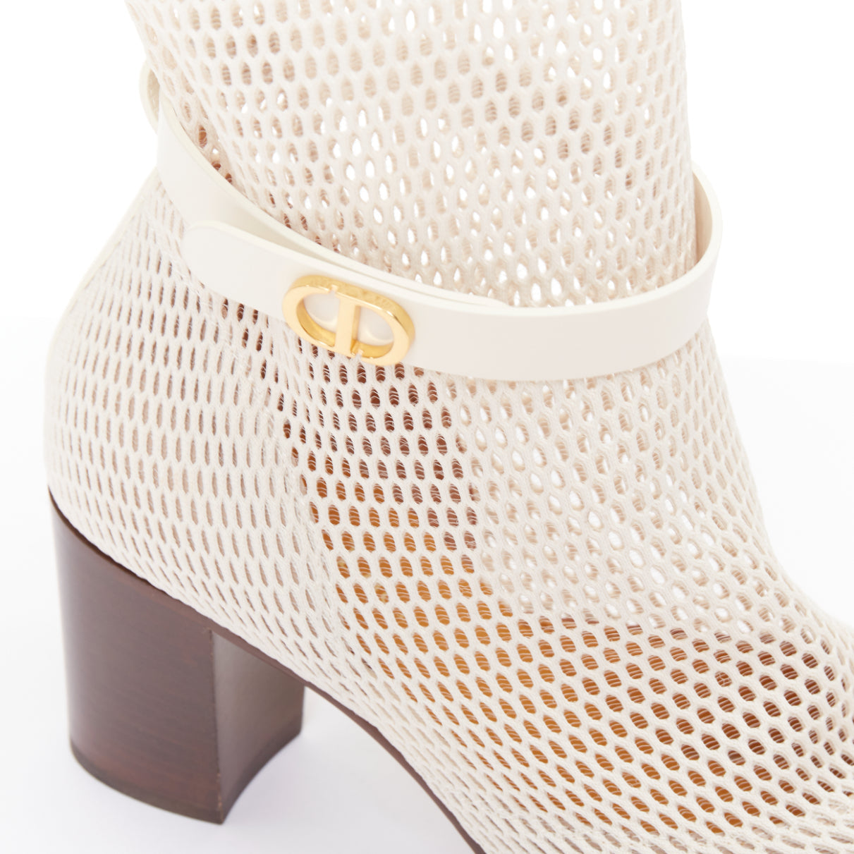 Women's Christian Dior Empreinte Montaigne mesh leather heeled boots