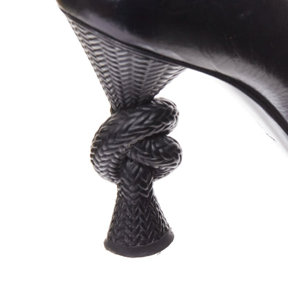 Women's Chanel Sculpted Sailor Knot black leather CC cap toe pumps