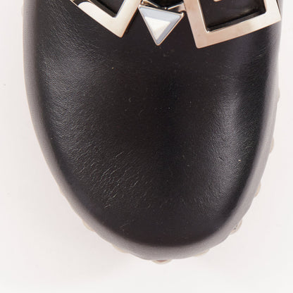 Women's Fendi Hypnoteyes Monster Bag Bug stud brown wooden clog mules