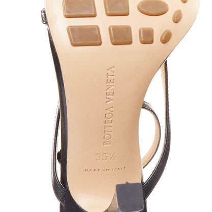 Women's Bottega Veneta Stretch black leather thong ankle strap sandals
