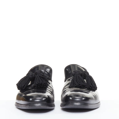Men's Jimmy Choo Foxley black shiny calf leather rope tassel loafers
