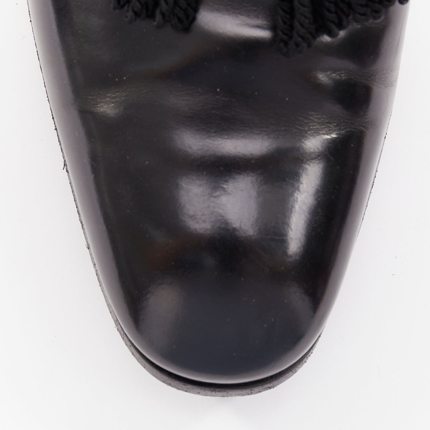 Men's Jimmy Choo Foxley black shiny calf leather rope tassel loafers