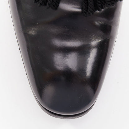 Men's Jimmy Choo Foxley black shiny calf leather rope tassel loafers