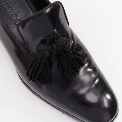 Men's Jimmy Choo Foxley black shiny calf leather rope tassel loafers