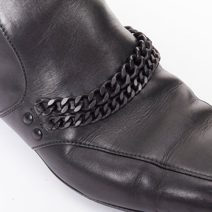 Men's Bottega Veneta black leather dual tonal chain loafers