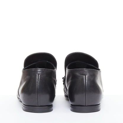 Men's Bottega Veneta black leather dual tonal chain loafers