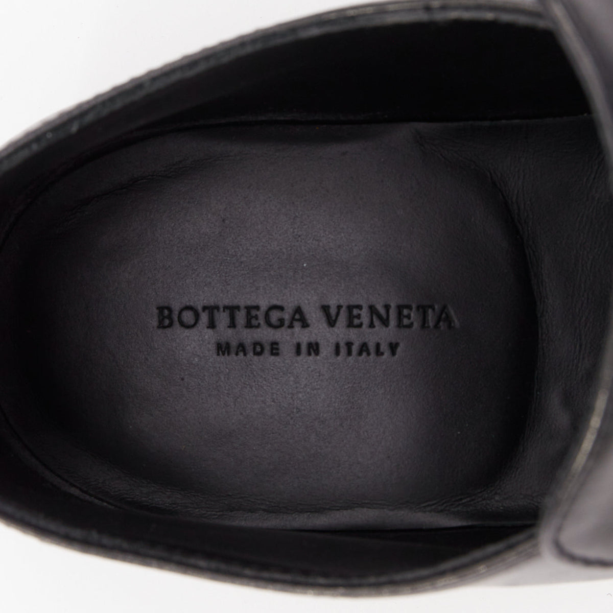 Men's Bottega Veneta black leather dual tonal chain loafers