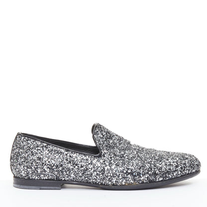 Men's Jimmy Choo Marlo silver coarse glitter almond toe loafers