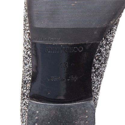 Men's Jimmy Choo Marlo silver coarse glitter almond toe loafers