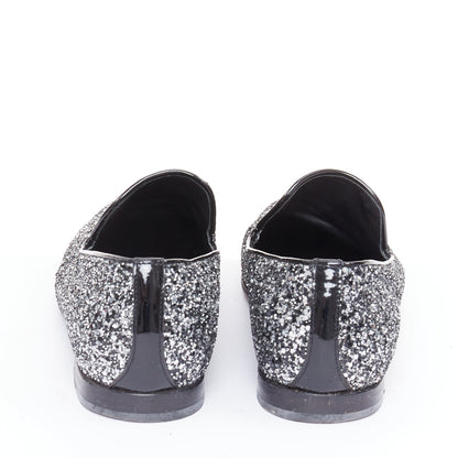 Men's Jimmy Choo Marlo silver coarse glitter almond toe loafers