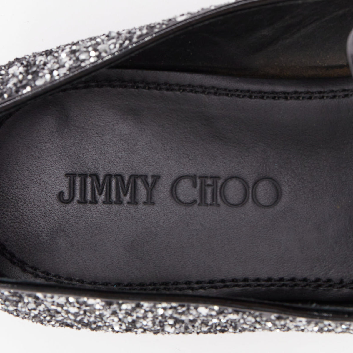 Men's Jimmy Choo Marlo silver coarse glitter almond toe loafers