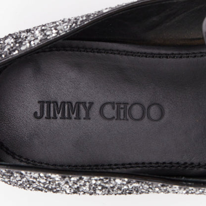 Men's Jimmy Choo Marlo silver coarse glitter almond toe loafers