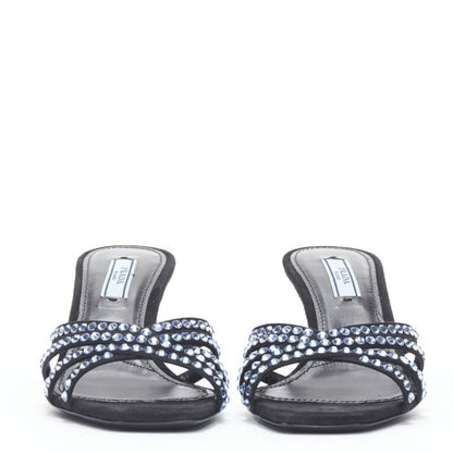 Women's Prada crystal rhinestone strappy open toe sandal