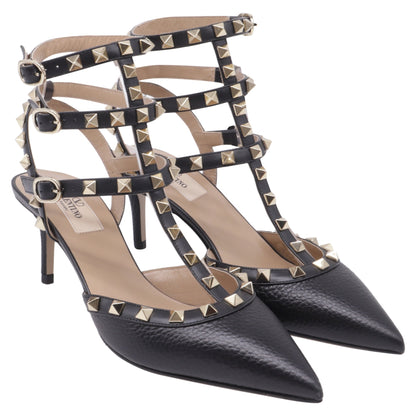 Women's Valentino Garavani Rockstud Caged Pumps in Black Calf Leather