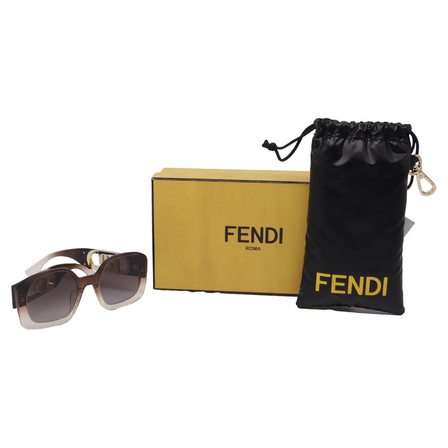 Fendi O'Lock Square-Framed Sunglasses in Brown Acetate