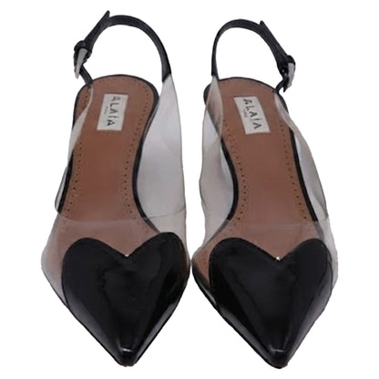 Women's Alaïa Cœur Slingback Pumps in Black PVC