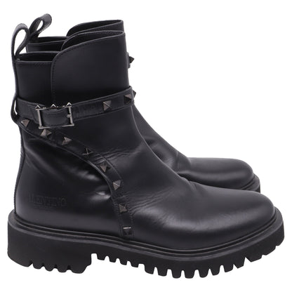 Women's Valentino Garavani Rockstud Ankle Boots in Black Calf Leather
