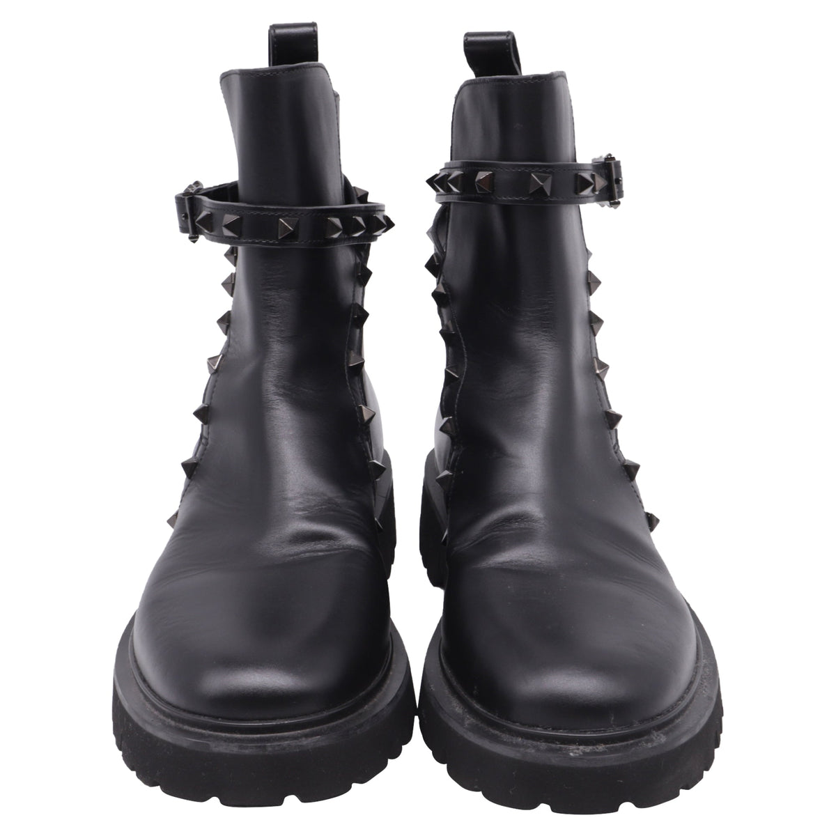 Women's Valentino Garavani Rockstud Ankle Boots in Black Calf Leather