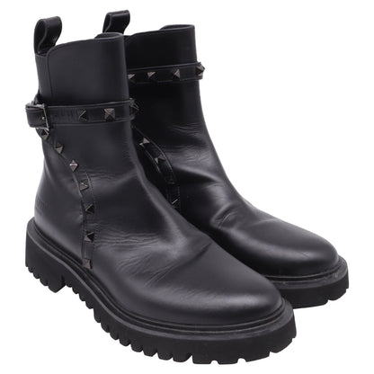 Women's Valentino Garavani Rockstud Ankle Boots in Black Calf Leather
