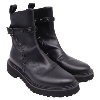 Women's Valentino Garavani Rockstud Ankle Boots in Black Calf Leather
