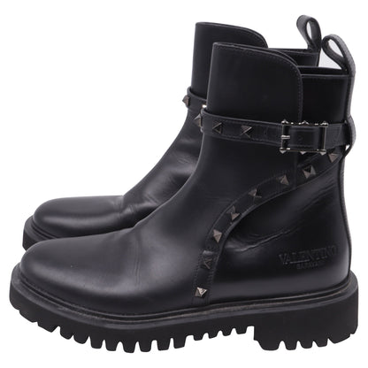 Women's Valentino Garavani Rockstud Ankle Boots in Black Calf Leather