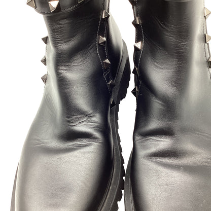Women's Valentino Garavani Rockstud Ankle Boots in Black Calf Leather